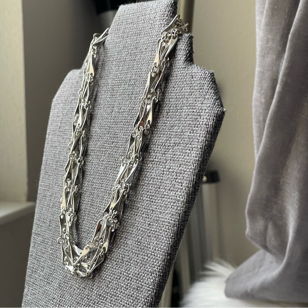 GIVENCHY |Small Bar Link Chain Silver Tone Multi-Strand 16" Long Necklace - Picture 13 of 16
